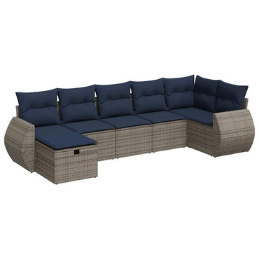 vidaXL Ensemble de canapés de jardin 7 pcs avec coussins Gris Résine tressée
