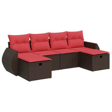 vidaXL Salon de jardin 6 pcs avec coussins Marron Résine tressée