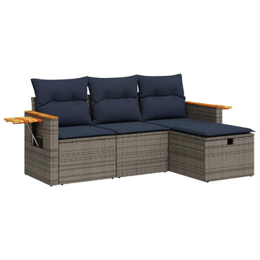 vidaXL Salon de jardin 4 pcs avec coussins Gris Résine tressée