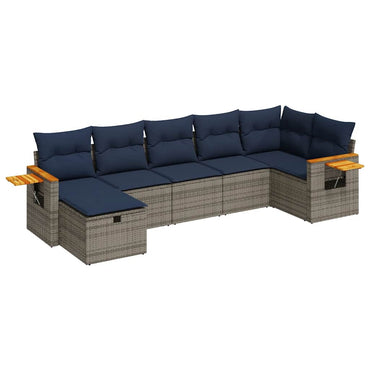 vidaXL Ensemble de canapés de jardin 7 pcs avec coussins Gris Résine tressée