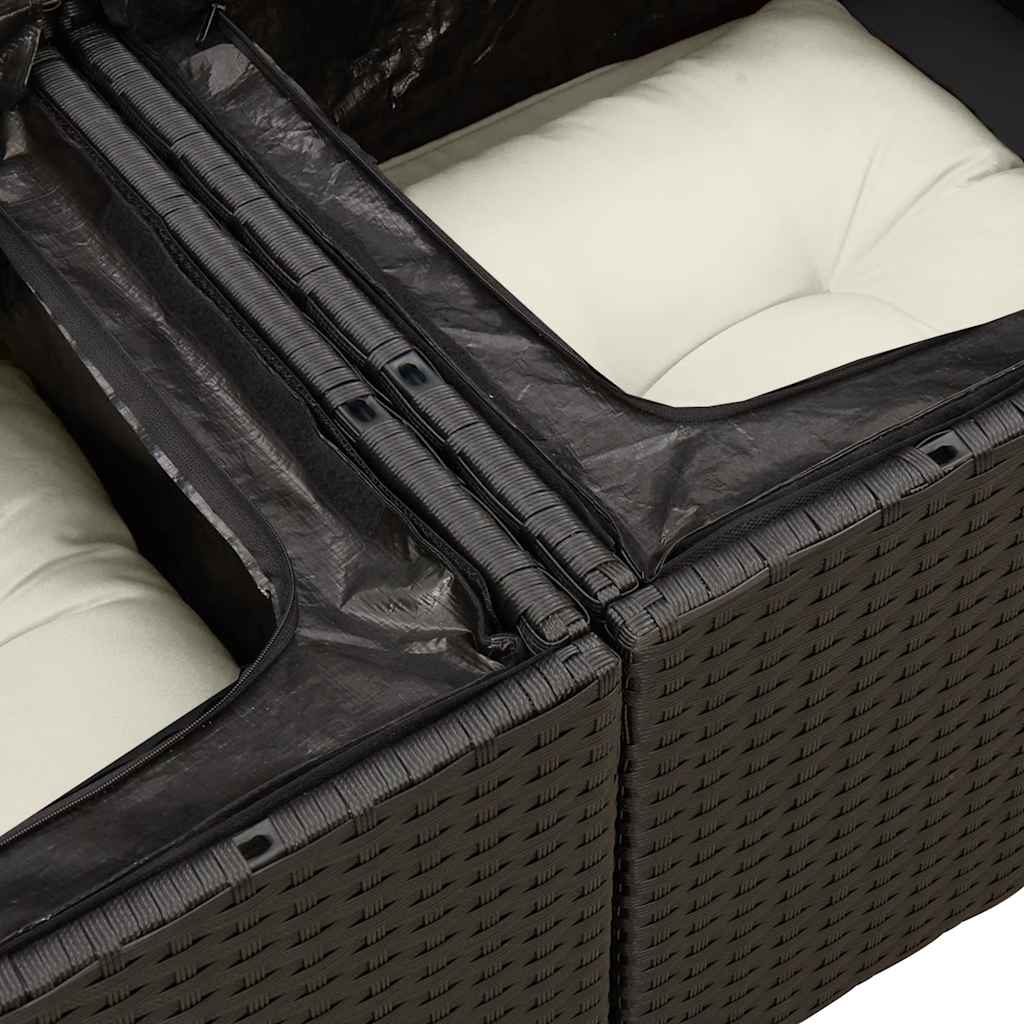 6-tlg. Garten-Sofagarnitur mit Kissen Schwarz Poly Rattan