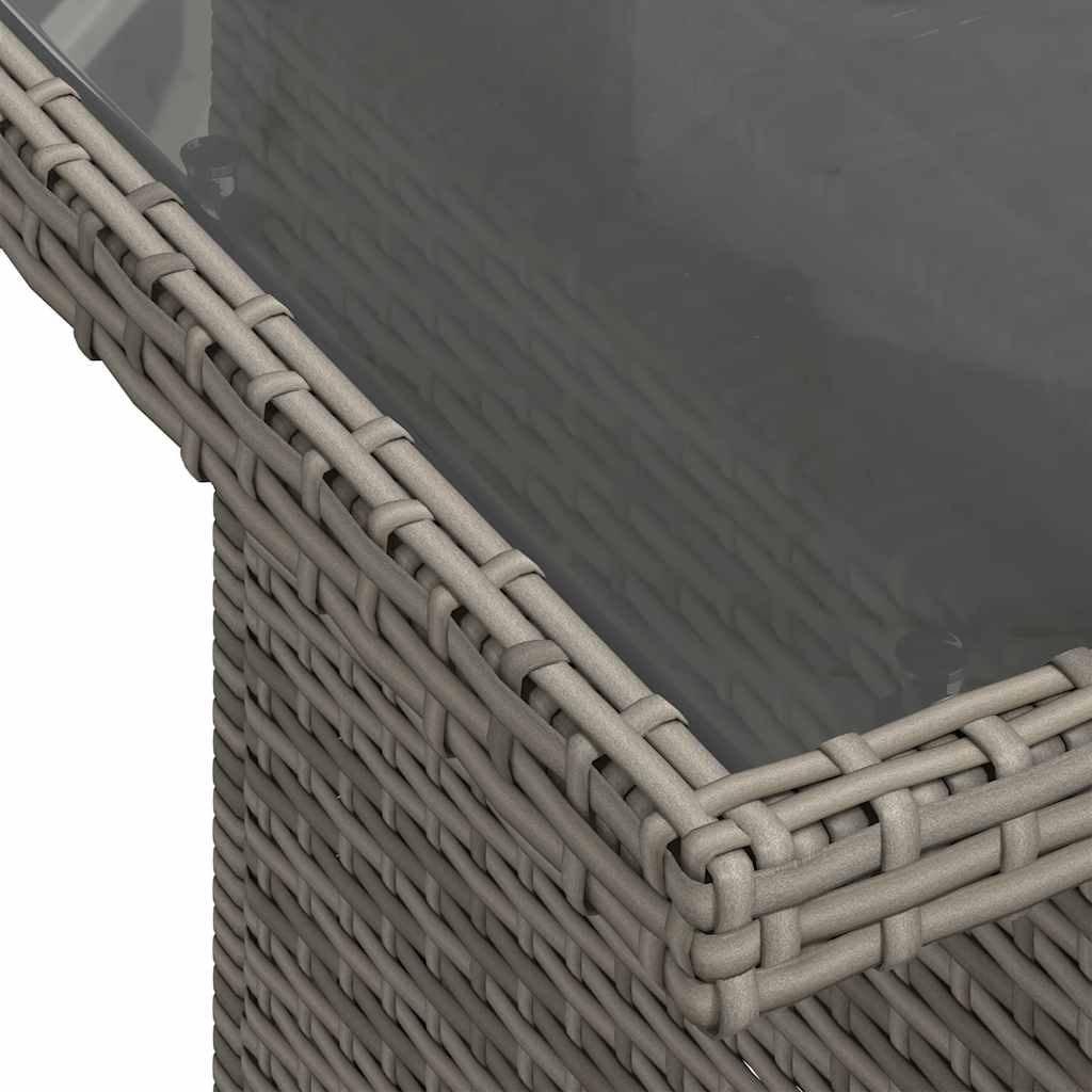 vidaXL 7-tlg. Garten-Sofagarnitur mit Kissen Grau Poly Rattan Akazie