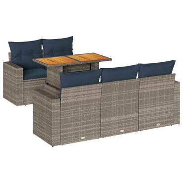 vidaXL Ensemble de canapés de jardin 6 pcs avec coussins gris résine tressée