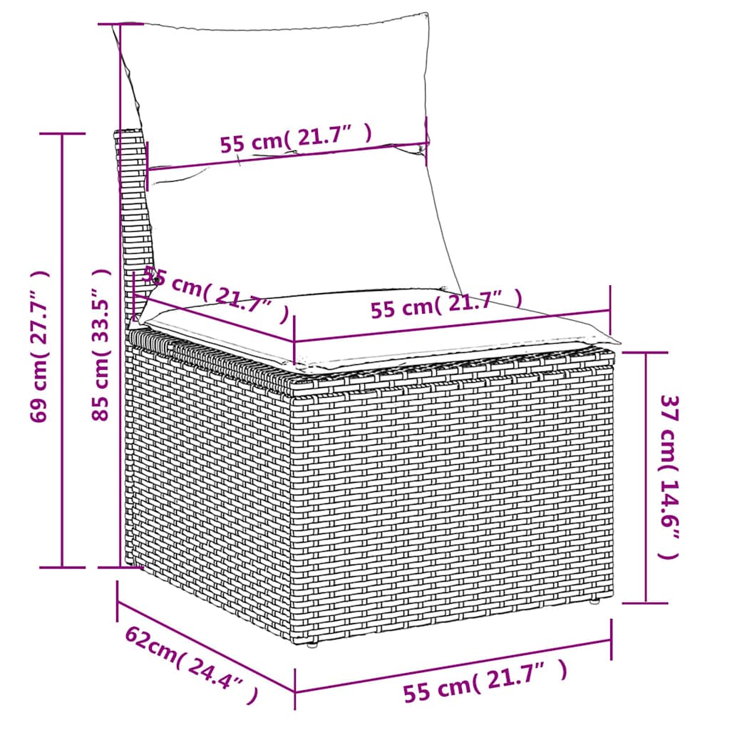 vidaXL Ensemble de canapés de jardin 6 pcs avec coussins gris résine tressée