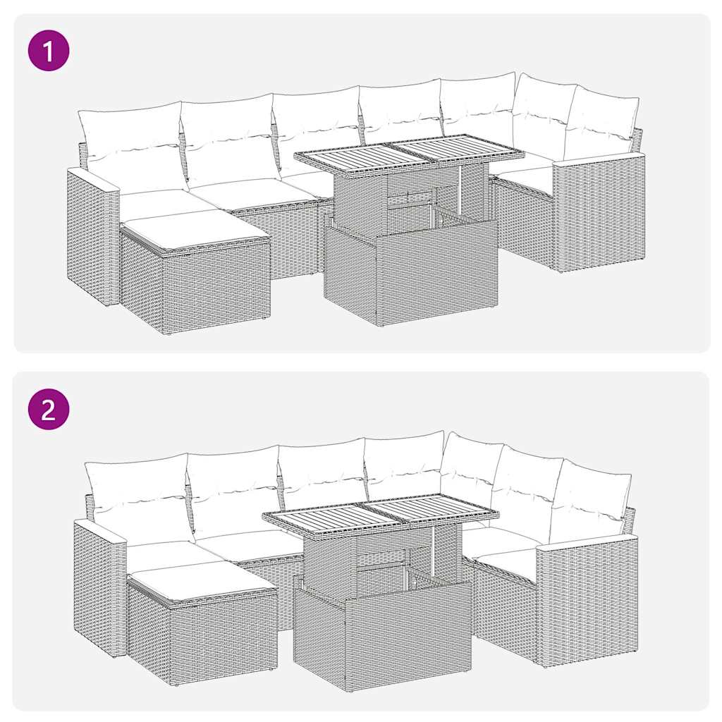 vidaXL Ensemble de canapés de jardin 8 pièces avec coussins en résine tressée grise