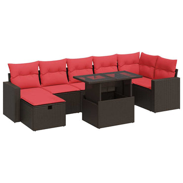 vidaXL Salon de jardin 8 pcs avec coussins marron résine tressée