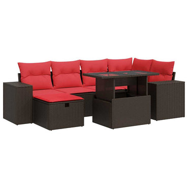vidaXL Salon de jardin 7 pcs avec coussins Noir Résine tressée