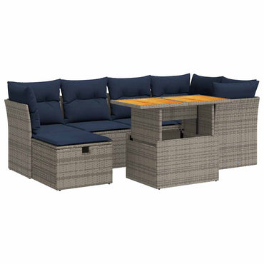 vidaXL Salon de jardin 7 pcs avec coussins Noir Résine tressée