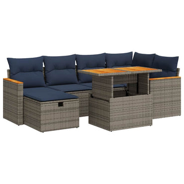 vidaXL Ensemble de canapés de jardin 7 pcs avec coussins Gris Résine tressée