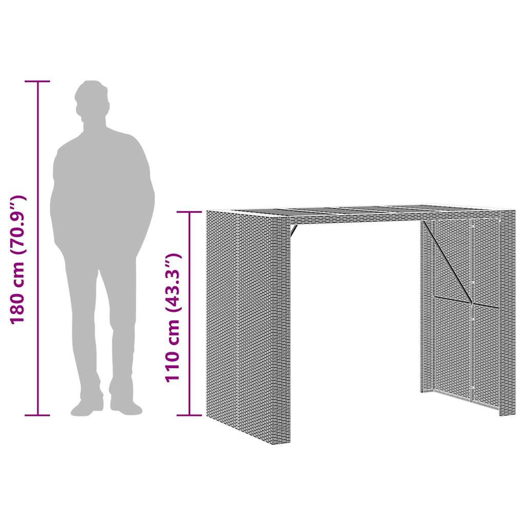 5-tlg. Gartenbar-Set ohne Kissen Grau Poly Rattan Akazie