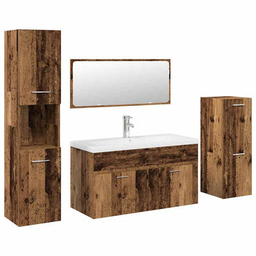 vidaXL Meuble de salle de bain 5 pcs aspect bois de récupération bois d'ingénierie