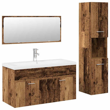 vidaXL Meuble de salle de bain 4 pcs effet bois flotté en bois d'ingénierie
