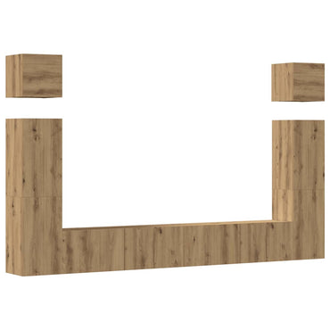 vidaXL 6-tlg. TV-Schrank-Set Wandmontage Artisan-Eiche Holzwerkstoff