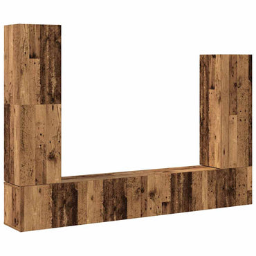 vidaXL 4-tlg. TV-Schrank-Set Wandmontage Altholz-Optik Holzwerkstoff