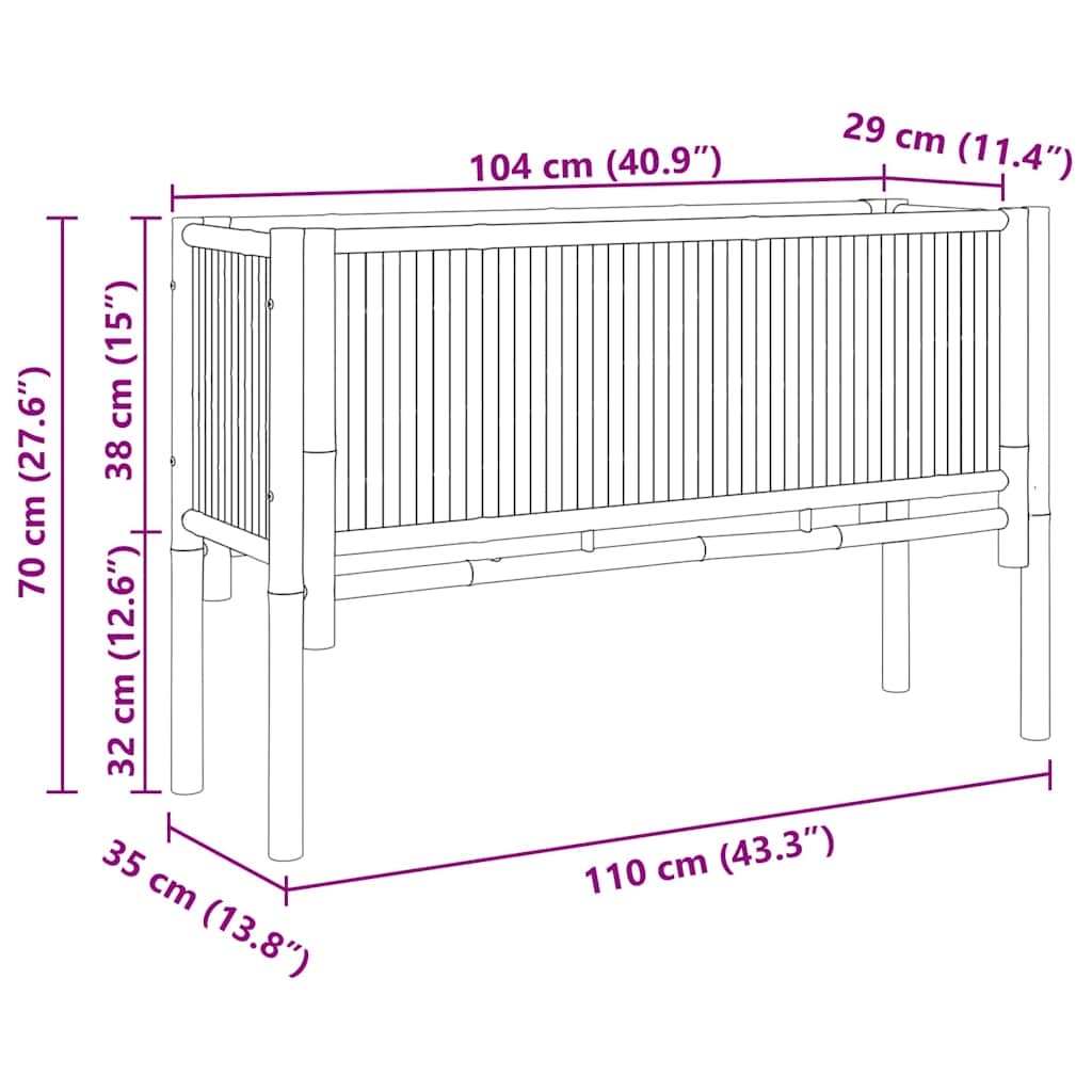vidaXL Hochbeet Braun 110 x 35 x 70 cm Bambus