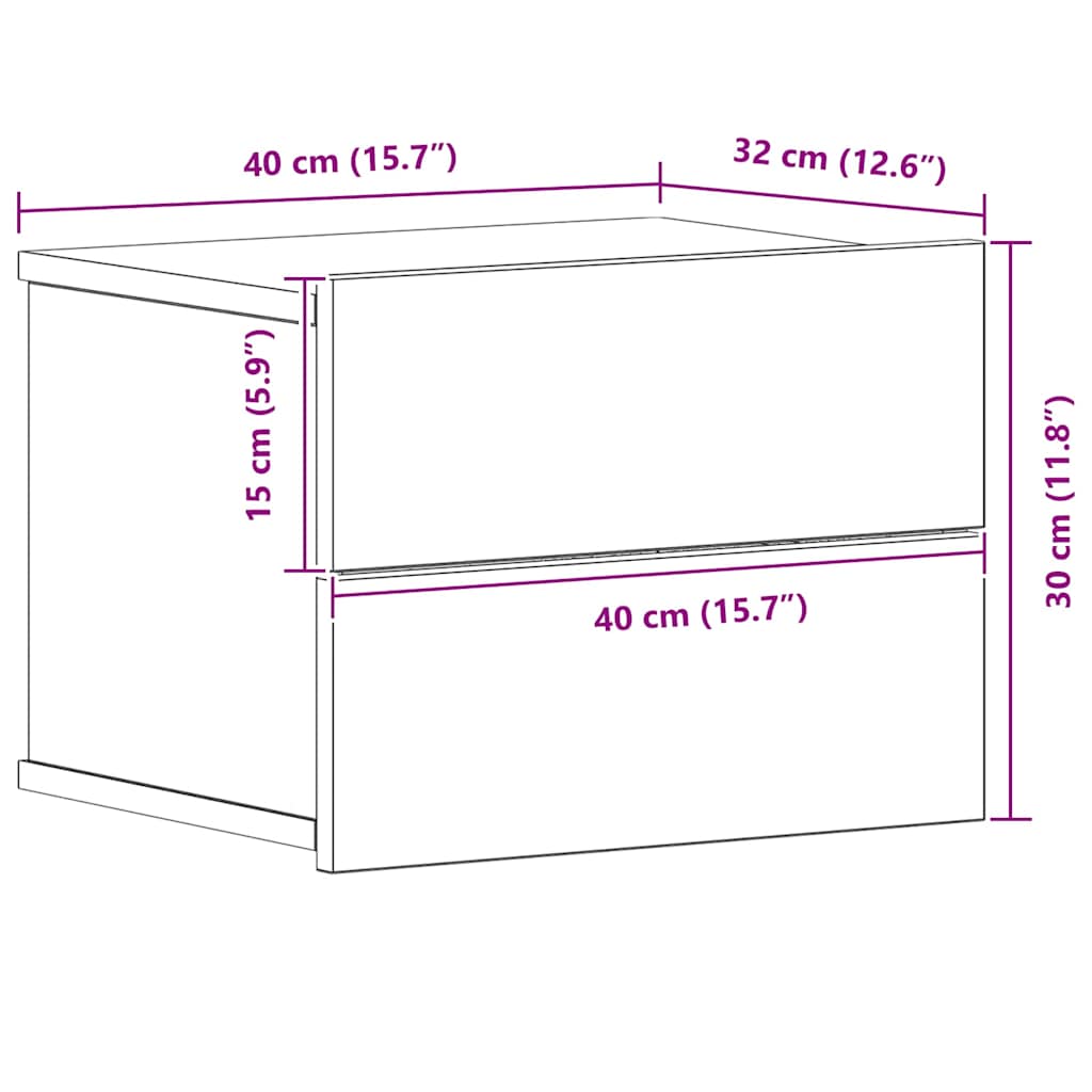 vidaXL Nachttisch Schwarz Eichen-Optik 40 x 30 x 30 cm Holzwerkstoff