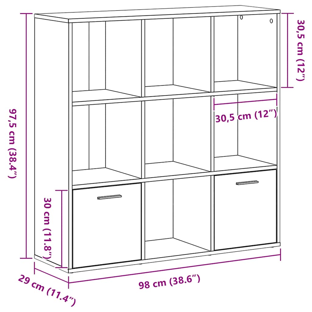 vidaXL Bücherschrank Schwarz Eichen-Optik 98x29x97,5 cm Holzwerkstoff