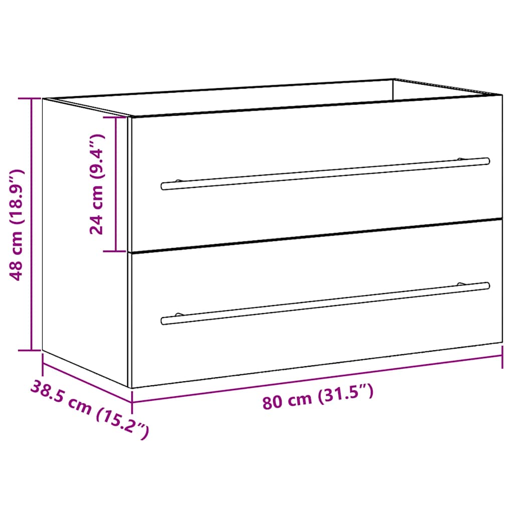 vidaXL Meuble sous-vasque chêne noir 80x38,5x48 cm bois d'ingénierie
