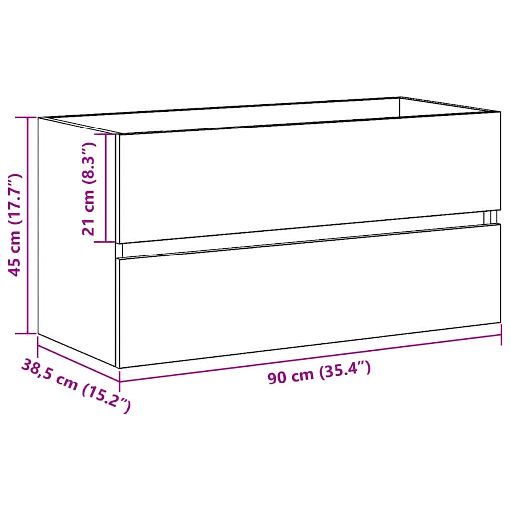 vidaXL Spülbeckenschrank Schwarz Eiche 90x38,5x45 cm Holzwerkstoff