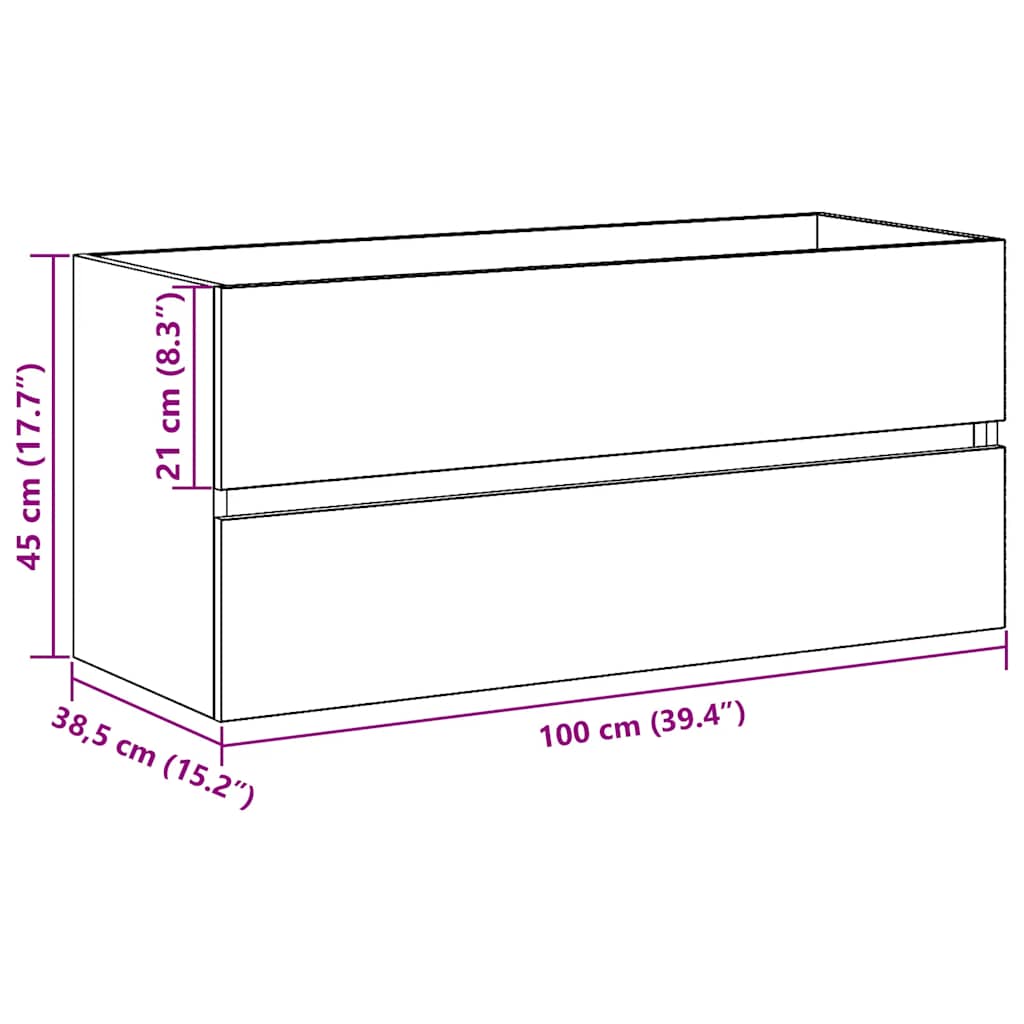 vidaXL Waschbeckenunterschrank Schwarz Eichen-Optik 100x38,5x45 cm