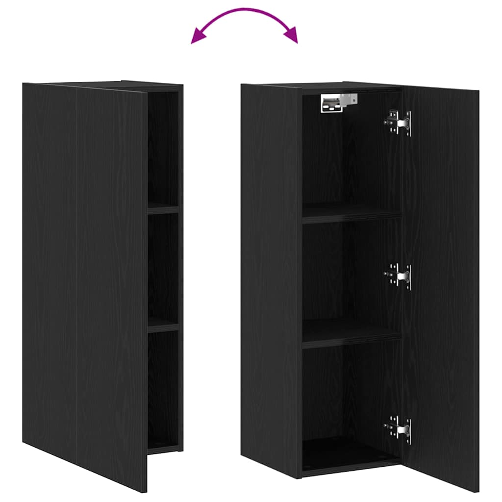 Wand-TV-Schrank Schwarz Eichen-Optik 30,5 x 30 x 90 cm