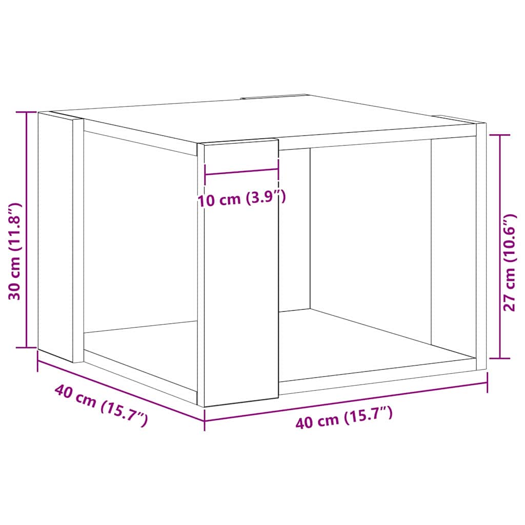 vidaXL Couchtisch Schwarz Eichen-Optik 40 x 40 x 30 cm Holzwerkstoff