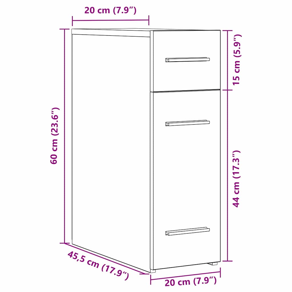 vidaXL Apothekerschrank Altholz 20 x 45.5 x 60 cm Holzwerkstoff