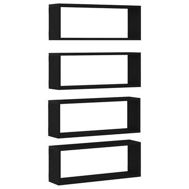 vidaXL Wandregale mit Regal 4 pcs Schwarz Eichen-Optik 60 x 15 x 23 cm