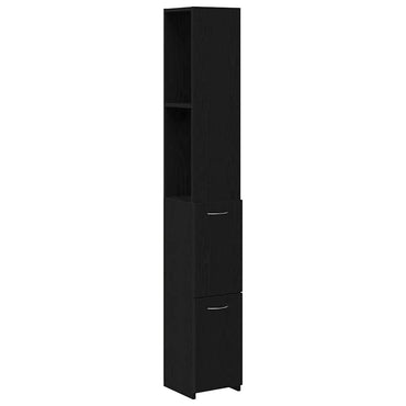 vidaXL Badezimmerschrank mit Tür Schwarz Eichen-Optik 25 x 25 x 170 cm