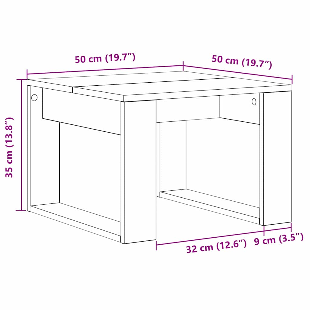 vidaXL Couchtisch Schwarz Eichen-Optik 50 x 50 x 35 cm Holzwerkstoff