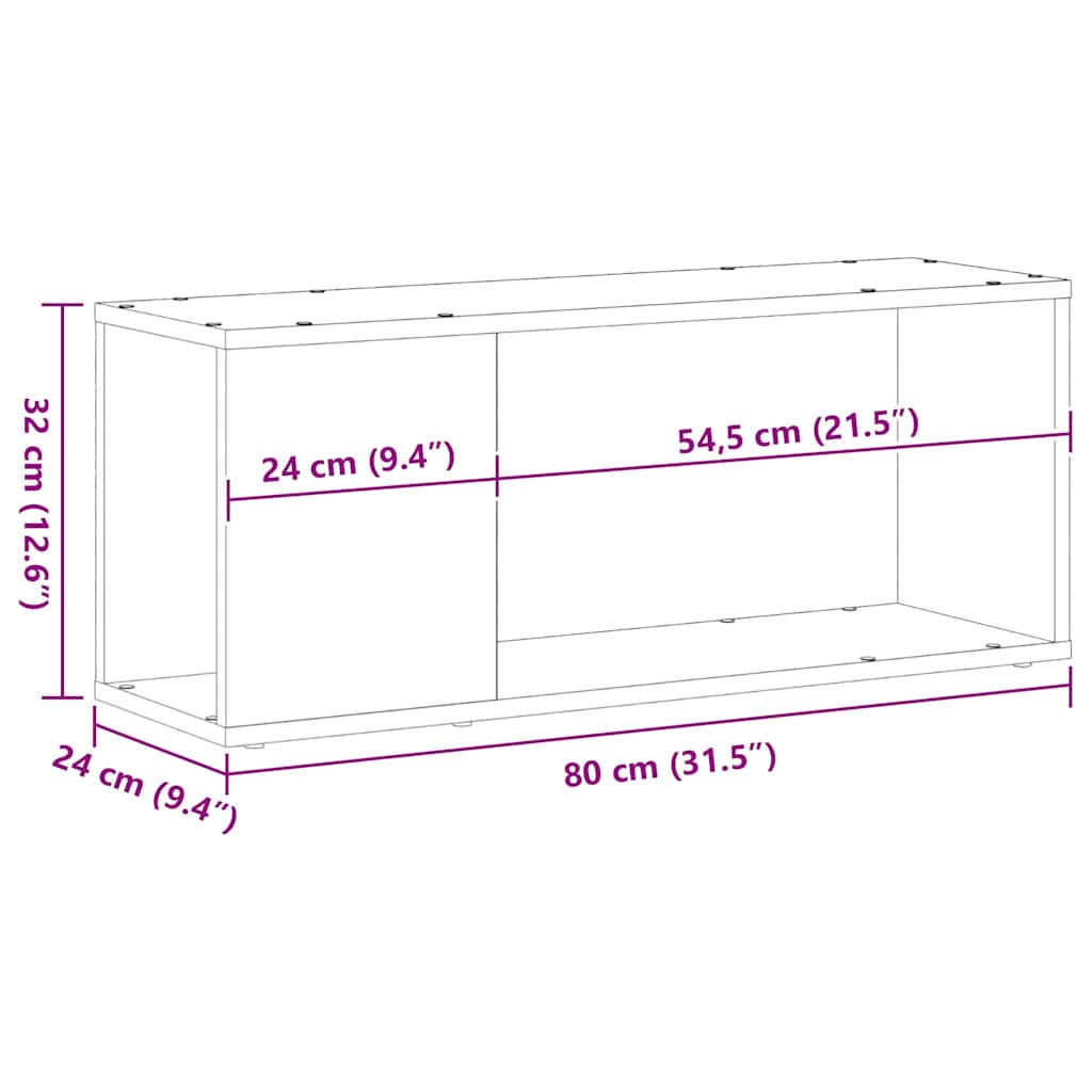 TV-Schrankset Wandmontiert Schwarz Eichen-Optik 80 x 24 x 32 cm