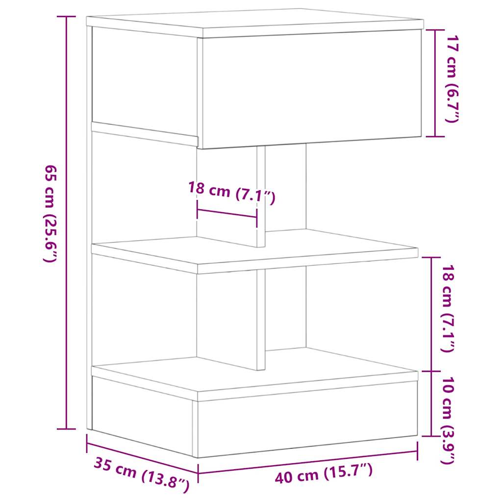 vidaXL Nachttisch Schwarz Eichen-Optik 40 x 35 x 65 cm Holzwerkstoff