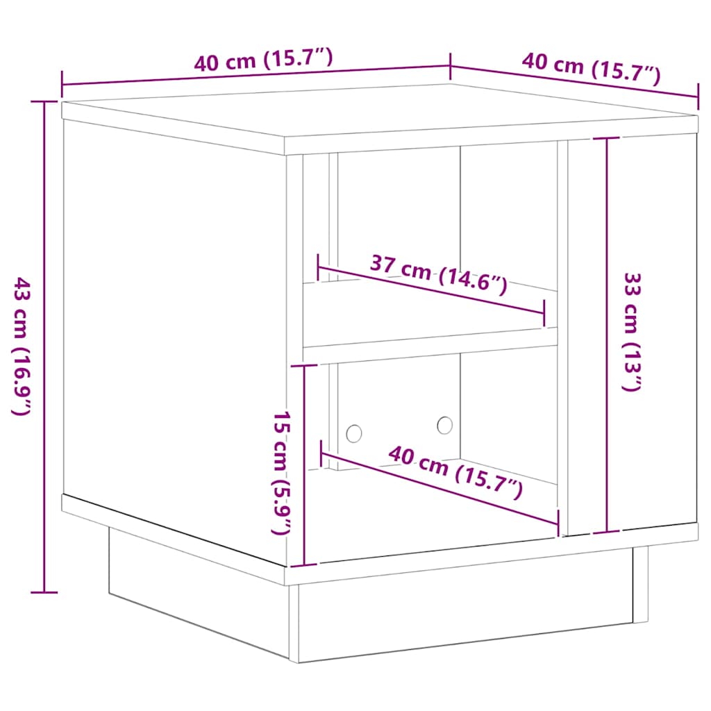 vidaXL Couchtisch Schwarz Eichen-Optik 40 x 40 x 43 cm Holzwerkstoff