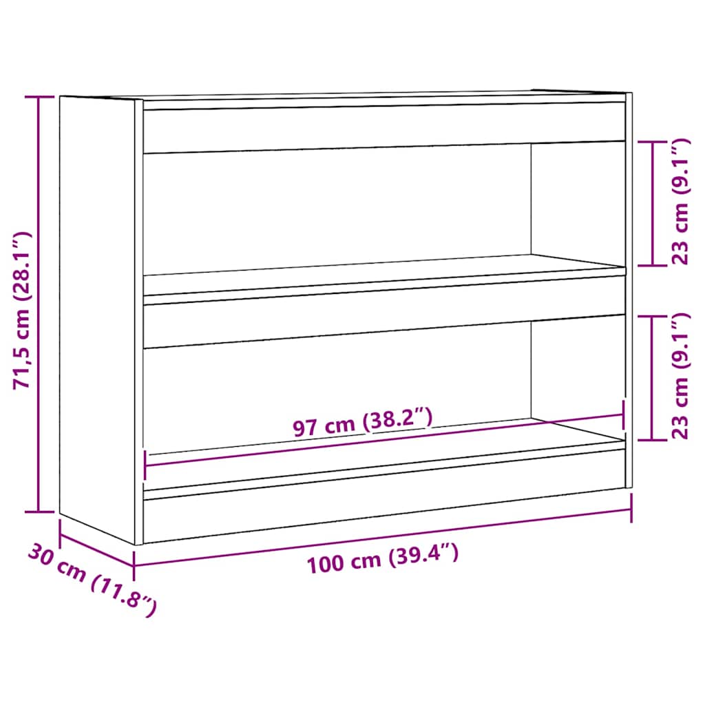 vidaXL Bücherregal Altholz 100 x 30 x 72 cm Holzwerkstoff