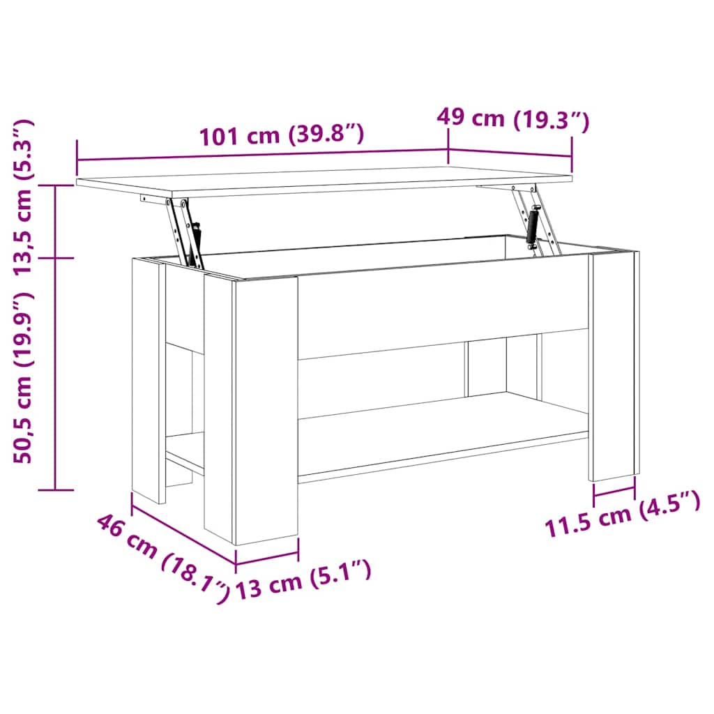 vidaXL Couchtisch Schwarze Eiche 101 x 49 x 52 cm Holzwerkstoff