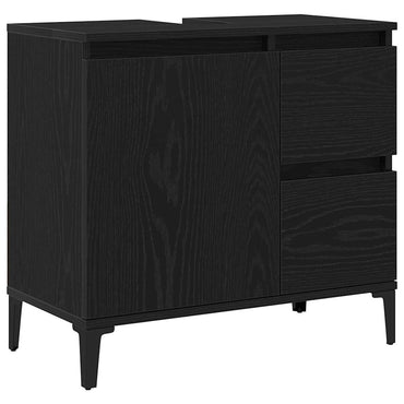 vidaXL Badezimmerschrank mit Tür Schwarz Eichen-Optik 65 x 33 x 60 cm