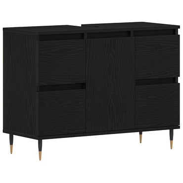 vidaXL Waschbeckenschrank mit Tür Schwarz Eichen-Optik 80 x 33 x 60 cm