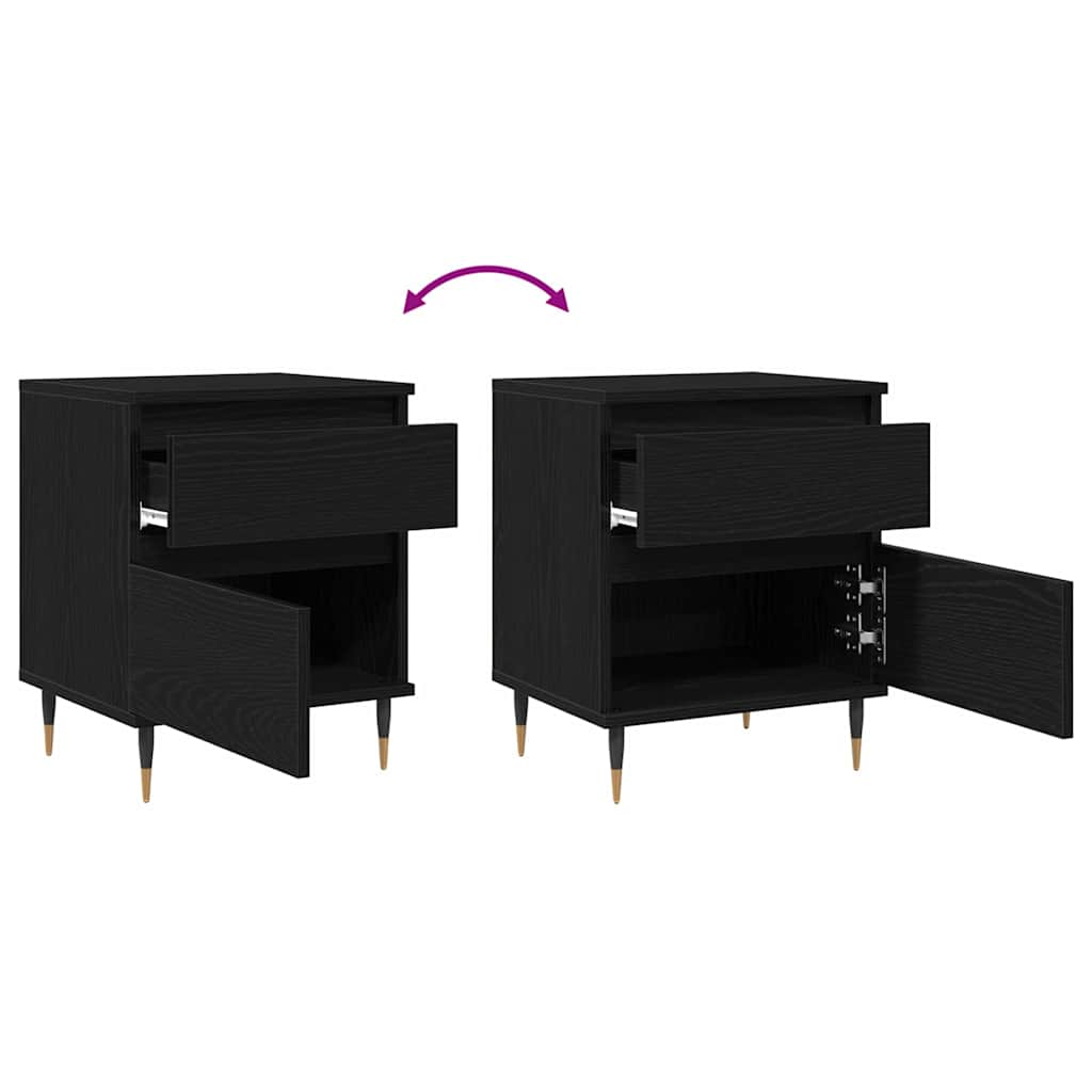 vidaXL Nachttisch 2 pcs Schwarz Eichen-Optik 40 x 35 x 50 cm