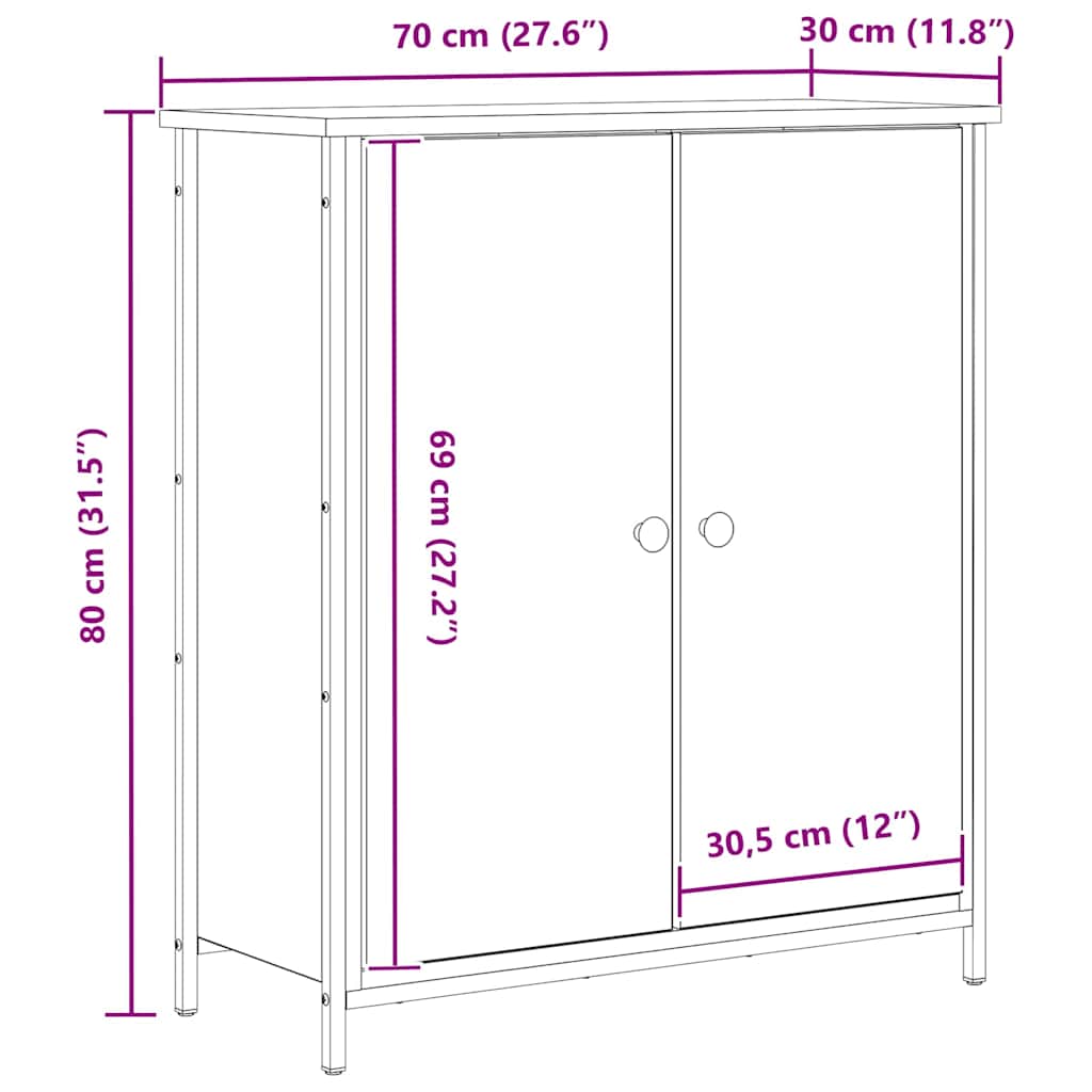 vidaXL Buffet en bois de récupération 70 x 30 x 80 cm Bois d'ingénierie