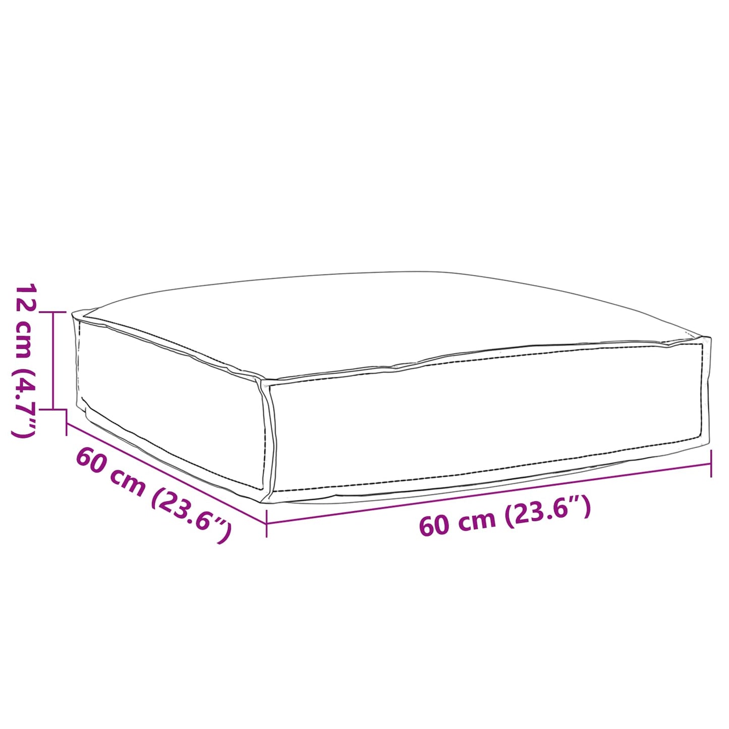 Kissen Grau 60 x 60 x 12 cm Oxford-Stoff