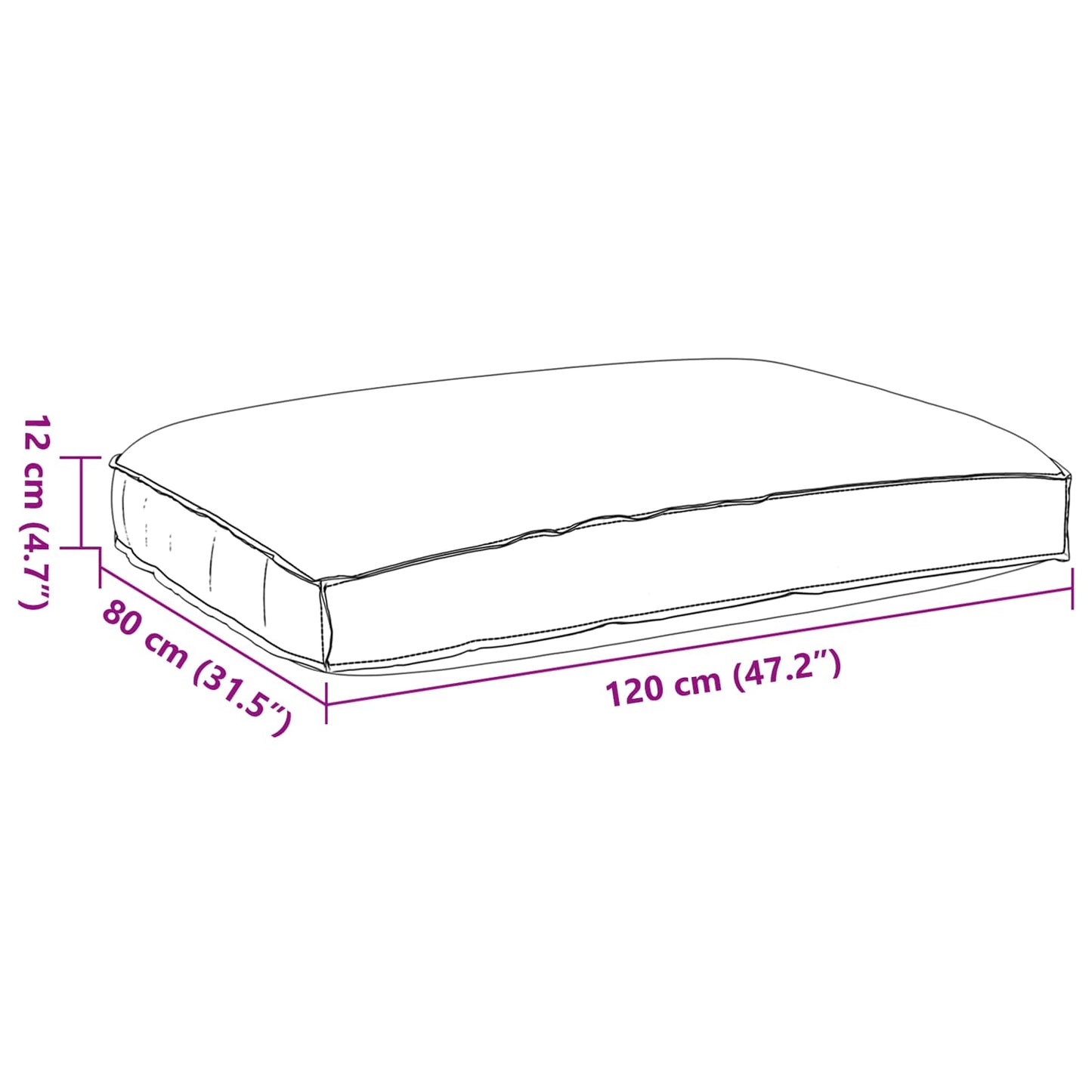 vidaXL Kissen Creme 120 x 80 x 12 cm Oxford-Stoff