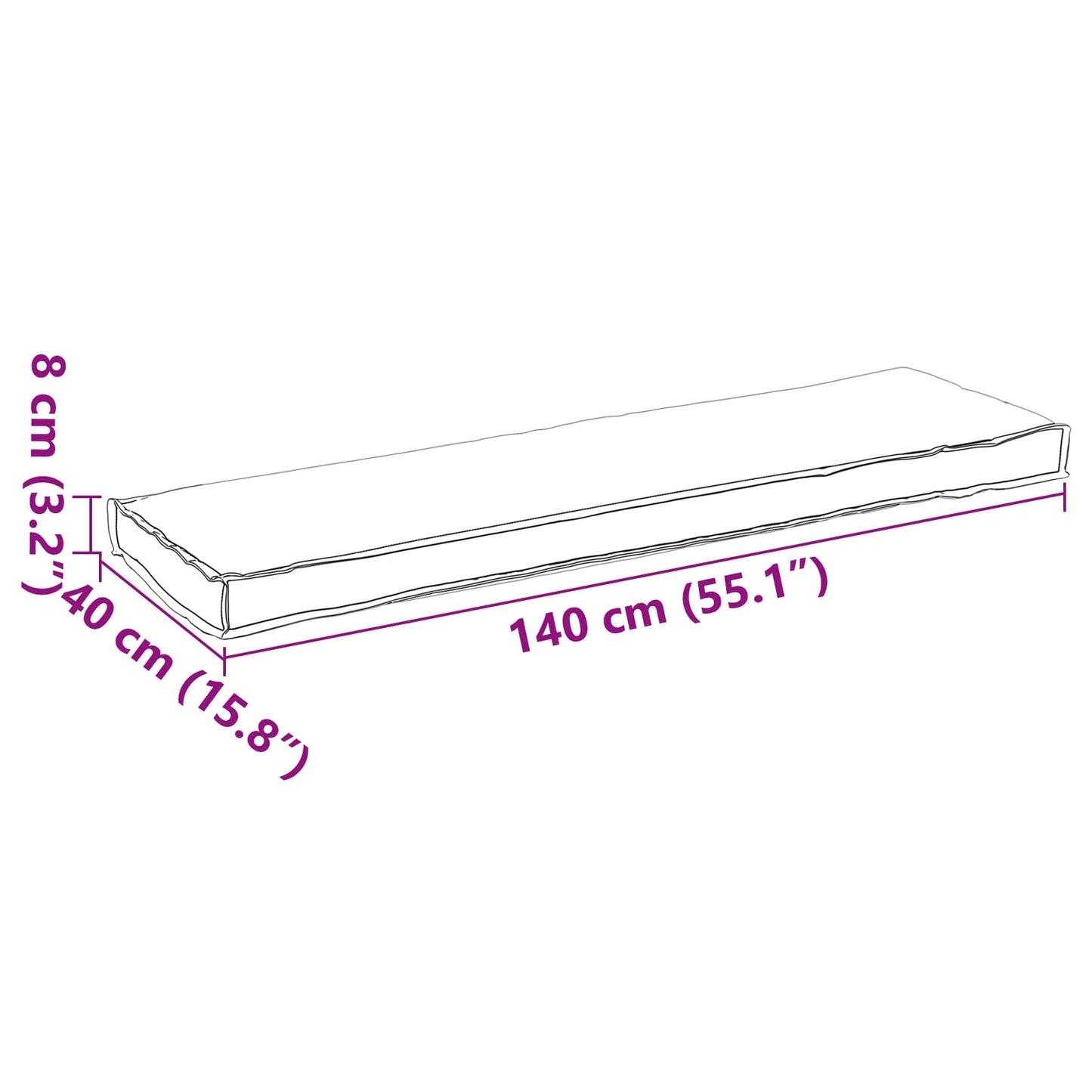 vidaXL Coussin de palette pour banc Beige 140 x 40 x 8 cm Tissu Oxford