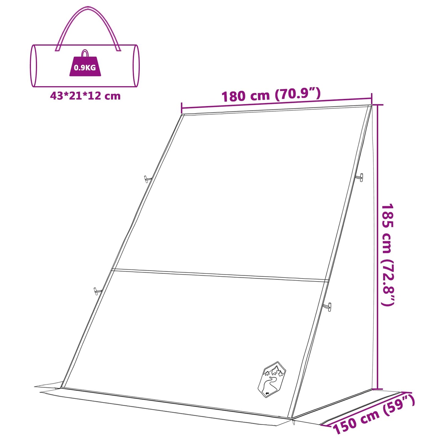 vidaXL Heckklappenzelt Grau und Orange 190 x 150 x 185 cm Taft