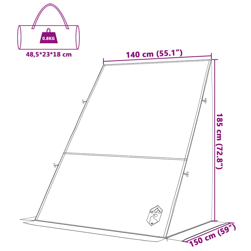 vidaXL Heckklappenzelt mit Dach Blau 190 x 150 x 185 cm Taft