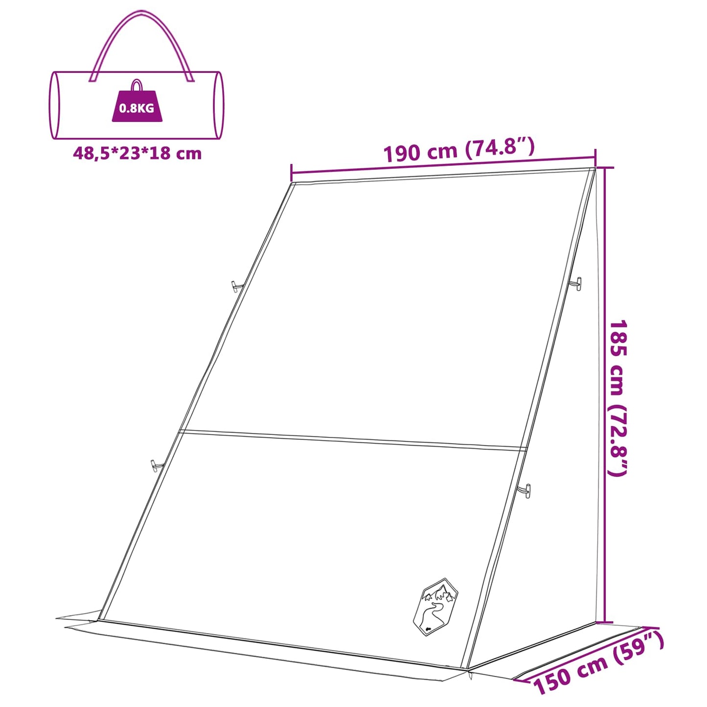vidaXL Heckklappenzelt Grau und Orange 190 x 150 x 185 cm Taft