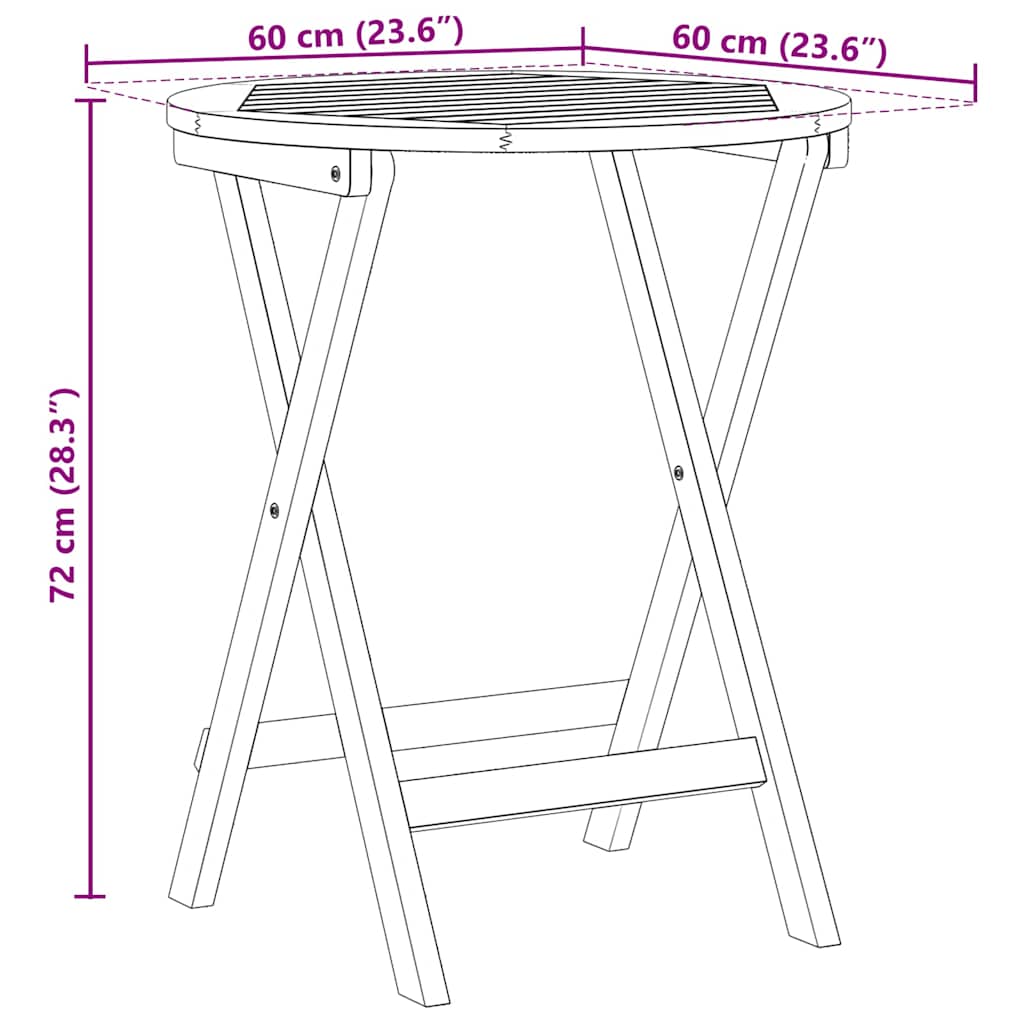 vidaXL Gartentisch Natur 60 x 60 x 72 cm Massivholz Akazie