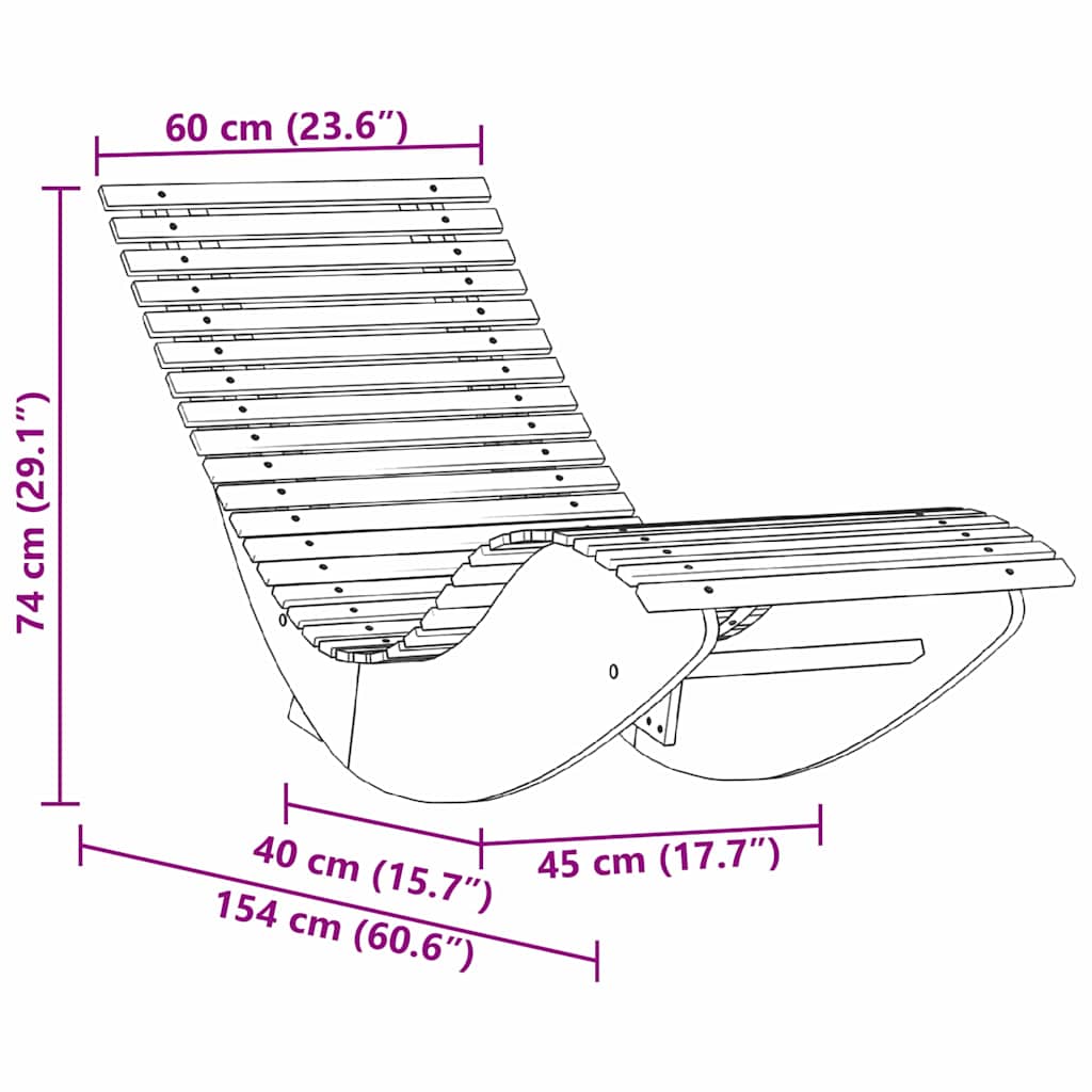 Liege 2-Person 2 pcs Braun 154 x 60 x 74 cm Massivholz Akazie
