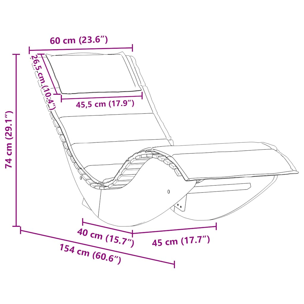 Schaukelliege mit Auflage Massivholz Akazie