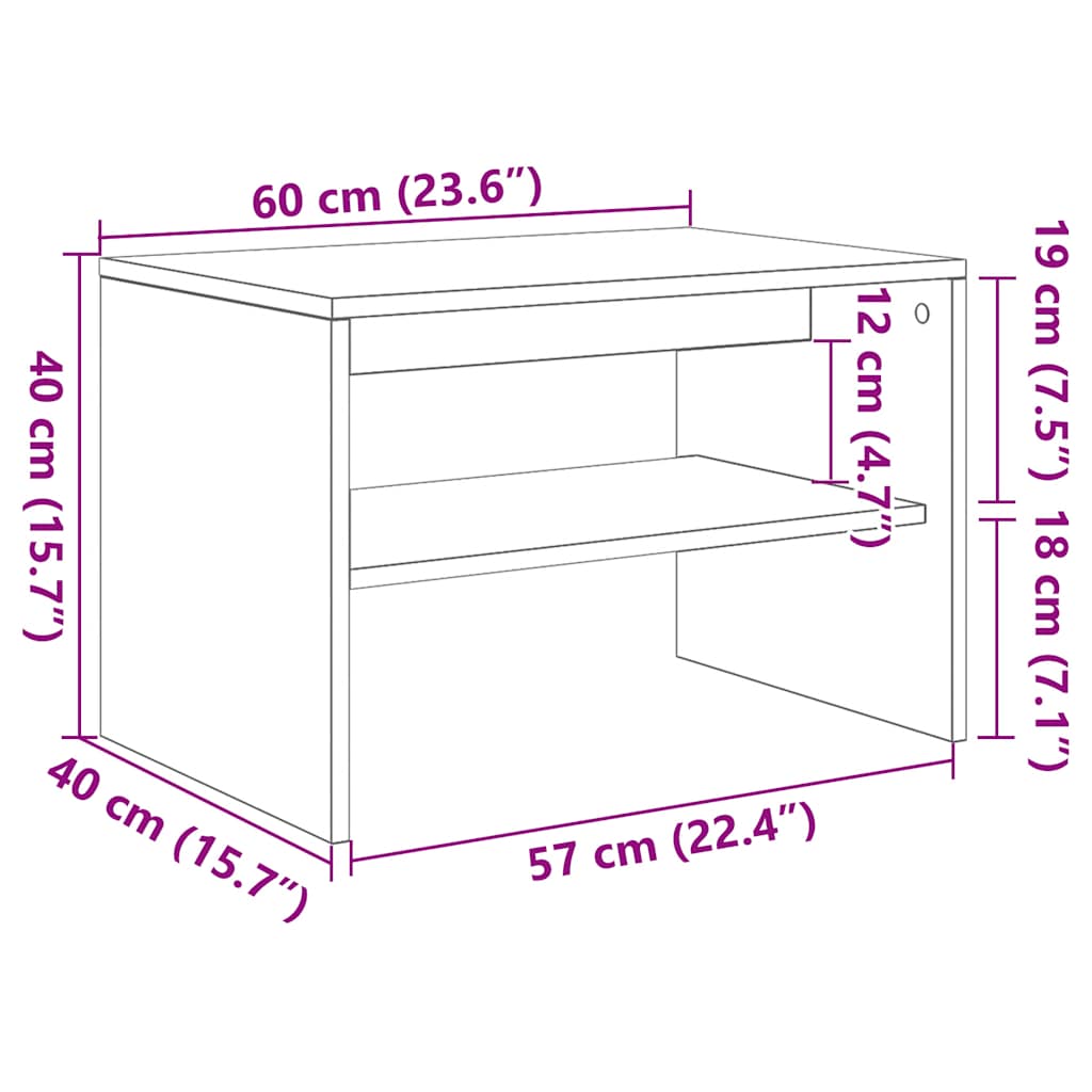 vidaXL TV-Schrank Schwarz Eichen-Optik 60x40x40 cm Holzwerkstoff