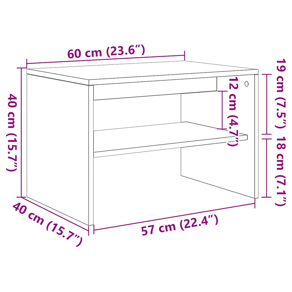 vidaXL Meuble TV chêne fumé 60x40x40 cm bois d'ingénierie